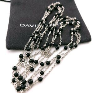 DAVID YURMAN 4mm Chain Necklace Bijoux Black Onyx Toggle in Sterling Silver 60in